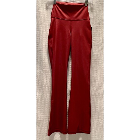 NWT 90 Degree Reflex Crossover Faux Leather Leggings Flared Pants Womens XS Red - Picture 1 of 7